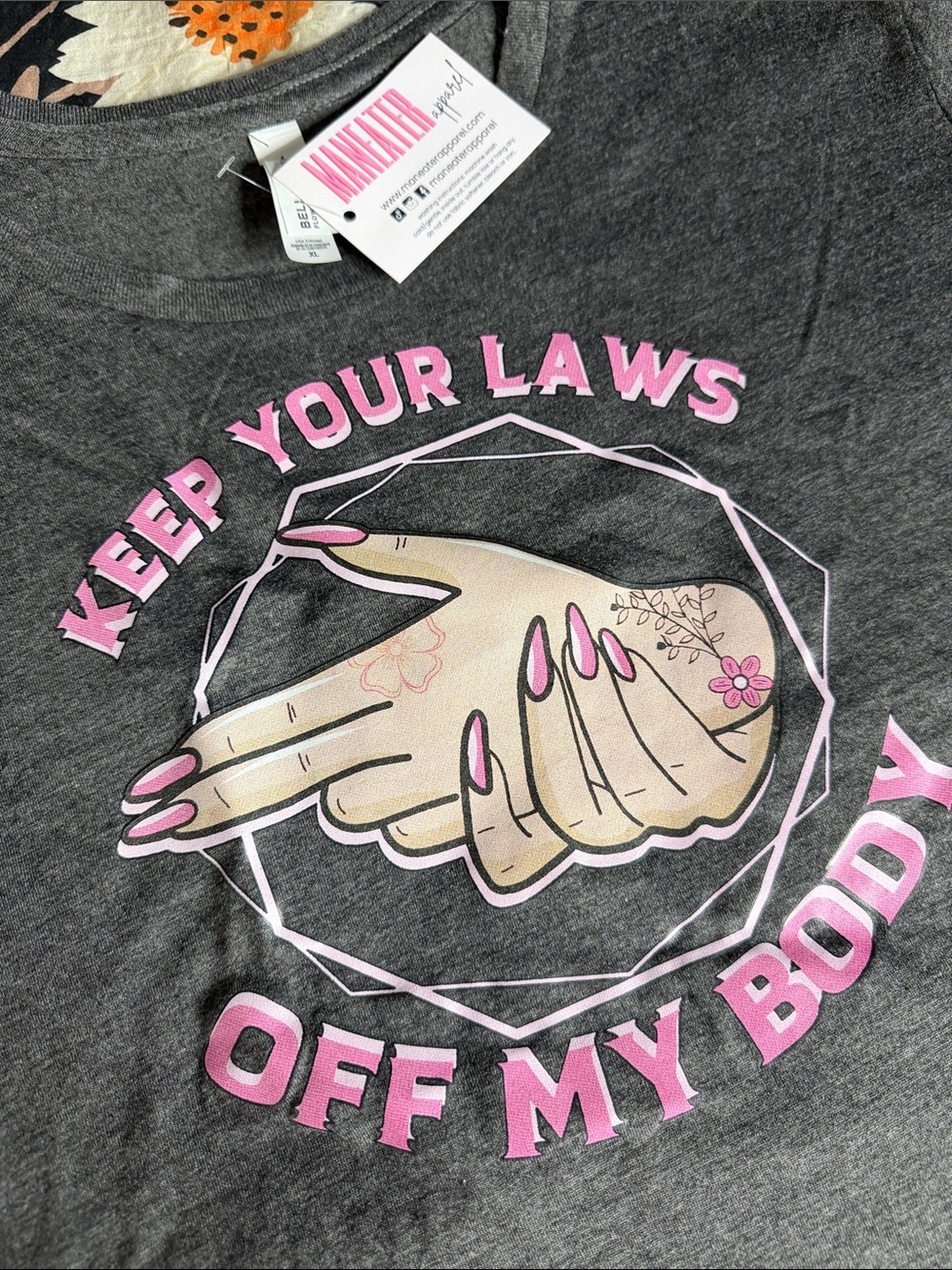 MANEATER Apparel Graphic Tee - Dark Gray with Pink Print